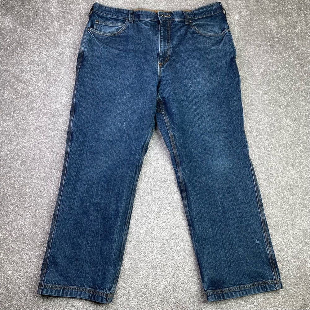 Duluth Flex Ballroom Jeans Mens 37X27.5 Blue Straight Relaxed Mid-Rise Dark Wash